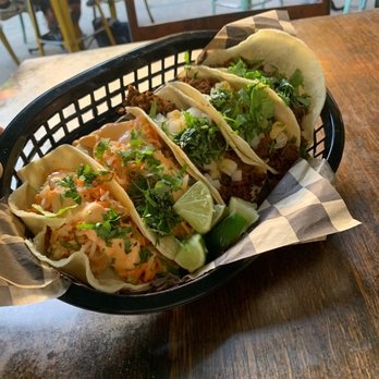 El Rey - From left to right:   Thai Shrimp Tacos & Choriqueso Tacos - Mexican Near Me - Washington, DC, District of Columbia