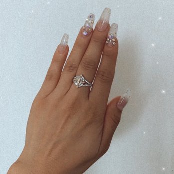 Nani Nails Salon - Coffin shape nails; with glitter and rhinestones - Nail Salons Near Me - Honolulu, Hawaii