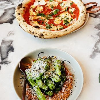 Mad Nice - Shishito peppers and margherita pizza - Italian Near Me - Detroit, Michigan Mad Nice - Shishito peppers and margherita pizza - Italian Near Me - Detroit, Michigan