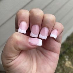 Posh Nails and Spa - Dip powder w/ tip whit/pink