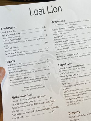 Menu photo 4 Lost Lion Westminster, MD