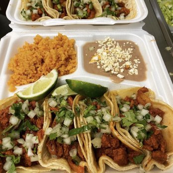 Ximenas Taqueria - 4 tacos with rice and beans - Mexican Near Me - Burleson, Texas Ximenas Taqueria - 4 tacos with rice and beans - Mexican Near Me - Burleson, Texas