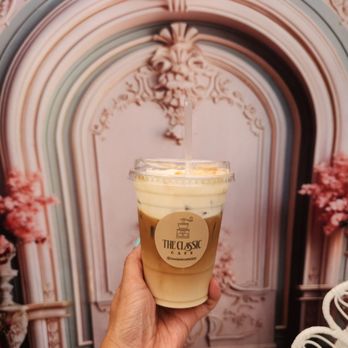 The Classic Cafe - Minion latte with Oat Milk..sooo delicious - Coffee & Tea Near Me - Fullerton, California