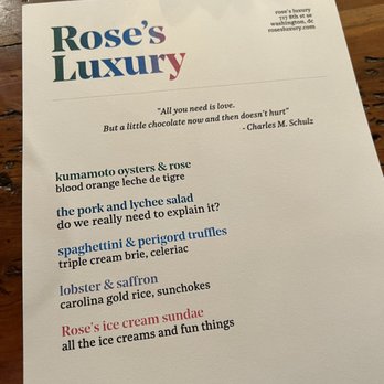 Rose's Luxury - Valentine's Day menu - New American Near Me - Washington, DC, District of Columbia