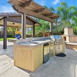 Alive Sober Living - BBQ Island and Gazebo.  Smoke and Vape area. Men's House.