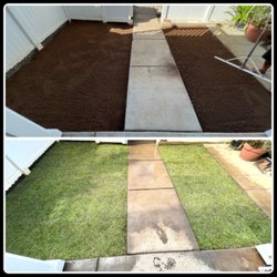 Aloha Ainascape - Removed and hauled old grass and debris. Tilled ground and installed top soil prior to installing El Toro Zoysia grass.