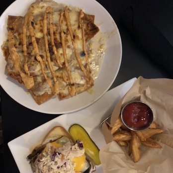 Cooper's on 5th - Pulled pork Nacho and Meatloaf Meltdown - New American Near Me - West Des Moines, Iowa