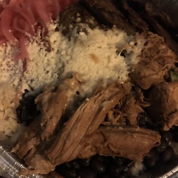 La Vecina - Build Your Own Bowl (garlic rice, pernil, carne asada, black beans, cojita, pickles onions) - Cocktail Bars Near Me - Astoria, New York
