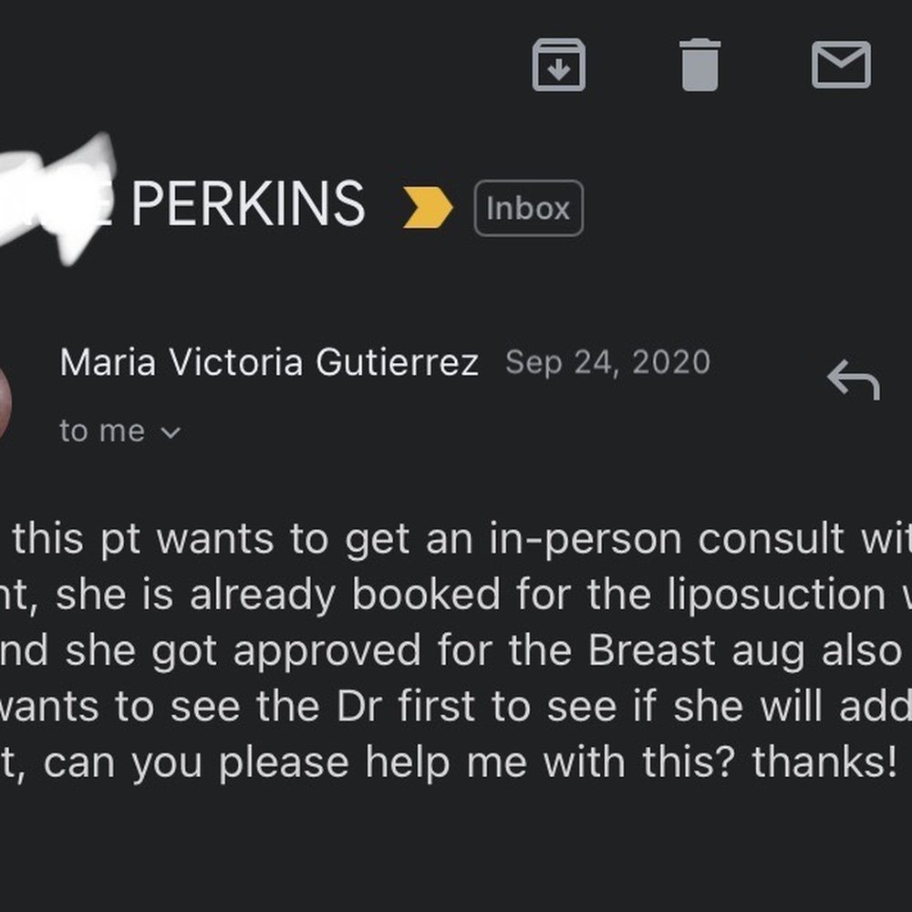 Mia Aesthetics - A surgical coordinator sending me patient names MONTHS after, because she confused my GMAIL for another surgical coordinator's email. - Plastic Surgeons Near Me - Miami, Florida Mia Aesthetics - A surgical coordinator sending me patient names MONTHS after, because she confused my GMAIL for another surgical coordinator's email. - Plastic Surgeons Near Me - Miami, Florida