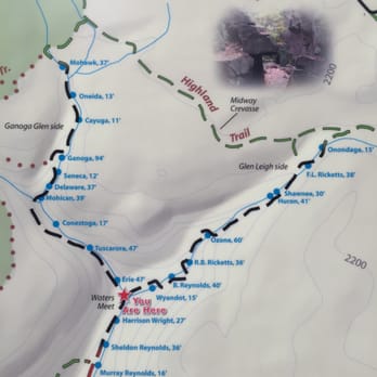 Ricketts Glen State Park - A map of the shorter loop. - Parks Near Me - Benton, Pennsylvania