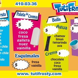 Helados Tutifrosty - Menu Helados Tutifrosty para la reventa... Inicia tu propio negocio. Llama al 8444100336 en Saltillo Coahuila