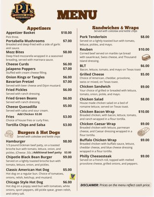 Menu photo 1 PJ’s Corner Bar Davis, IL