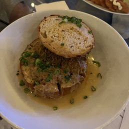 Fondue and sourdough with pork Fondue and sourdough with pork