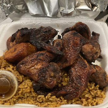 Garifuna Flava - Jerk Wings (6 - Whole) Plus 2 Sides - Caribbean Near Me - Chicago, Illinois