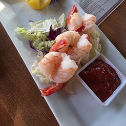 Shrimp cocktail. Where is the cocktail glass? On the chewy side too.
