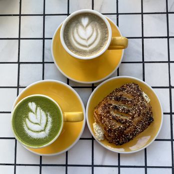 Saint Michel: Cafe and Art - Hojicha Latte, Matcha Latte, and Everything Croissant from Balthazar's - Cupcakes Near Me - Brooklyn, New York Saint Michel: Cafe and Art - Hojicha Latte, Matcha Latte, and Everything Croissant from Balthazar's - Cupcakes Near Me - Brooklyn, New York