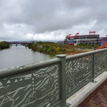 John Seigenthaler Pedestrian Bridge - View of the stadium from the lookout point - Landmarks & Historical Buildings Near Me
