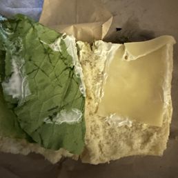 Almost no cheese, pesto, or tomato which is everything that's supposed to be on the sandwich. Almost no cheese, pesto, or tomato which is everything that's supposed to be on the sandwich.
