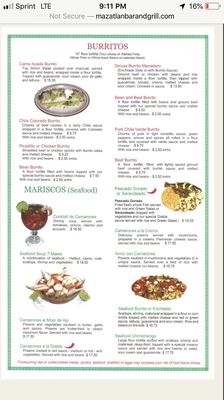 Menu photo 2 Mazatlan Mexican Restaurant Cornelius, OR