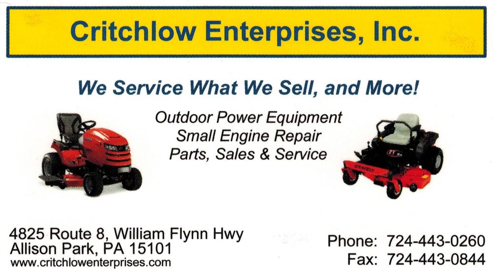 CRITCHLOW ENTERPRISES Updated September 2024 4825 William Flynn Hwy