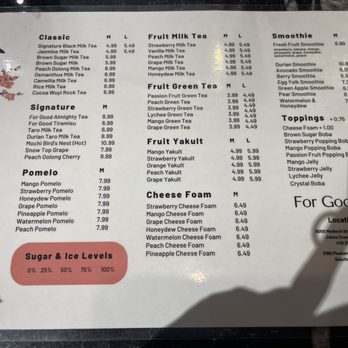 For Good Tea - Menu - Juice Bars & Smoothies Near Me - Duluth, Georgia