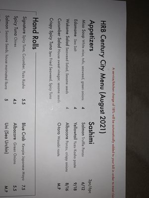 Menu photo 8 HRB Experience Los Angeles, CA