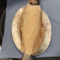 Hole branzino sea salt