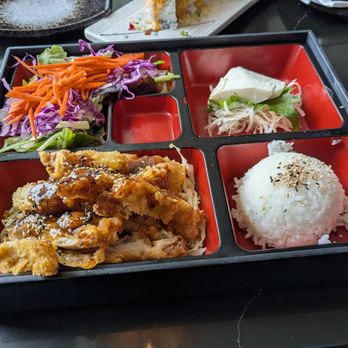 Sushi Yo - Bento box with tempura chicken, butter fish, rice, and salad - Sushi Bars Near Me - Sacramento, California Sushi Yo - Bento box with tempura chicken, butter fish, rice, and salad - Sushi Bars Near Me - Sacramento, California