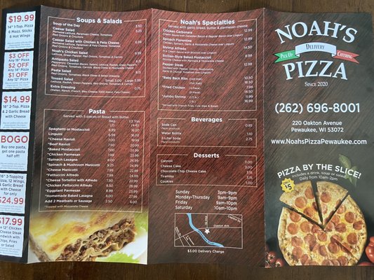 Menu photo 2 Noah’s Pizza Pewaukee, WI Menu photo 2 Noah’s Pizza Pewaukee, WI