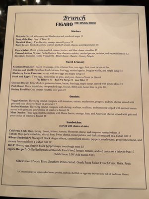 Menu photo 4 Figaro the Dining Room Newberry, SC