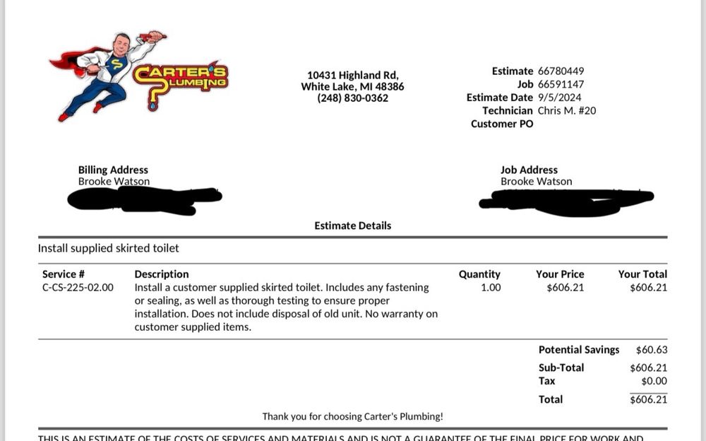 Slide of Carter's Plumbing of Bloomfield Hills