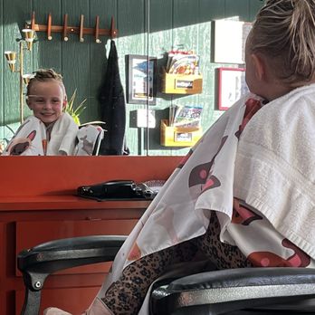 Barbers Three Plus - Happy to have someone besides mommy wash her hair. - Barbers Near Me - Corte Madera, California
