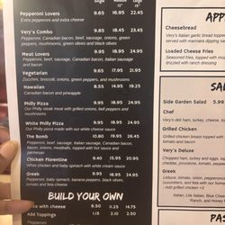 Very's Great Philly Food - Pizza menu