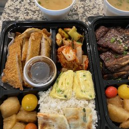 Donkatsu: pork cutlet bento plate. Delicious