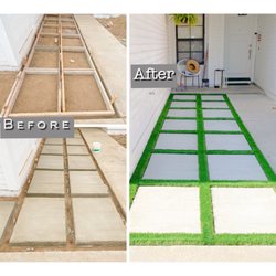 Juans Landscaping - Concrete slabs with artificial turf in between