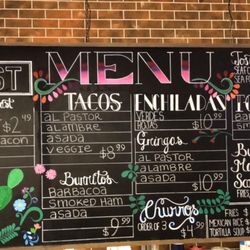 The Mexican Hat - The menu board