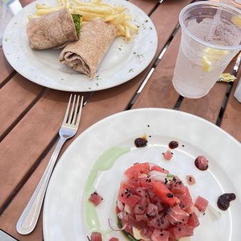 Capsize OXMD - Shrimp salad wrap and tuna and watermelon salad. - Bars Near Me - Oxford, Maryland
