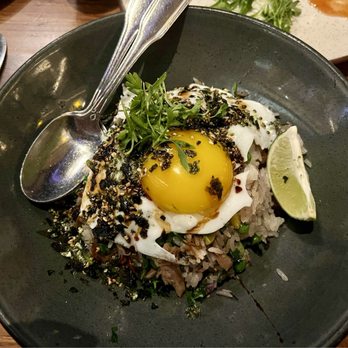 Sugarcane - Duck Fried Rice topped with a sunny side up duck egg - delish!!! - Cocktail Bars Near Me - Las Vegas, Nevada Sugarcane - Duck Fried Rice topped with a sunny side up duck egg - delish!!! - Cocktail Bars Near Me - Las Vegas, Nevada