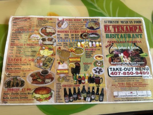 Menu photo 2 El Tenampa Orlando, FL Menu photo 2 El Tenampa Orlando, FL