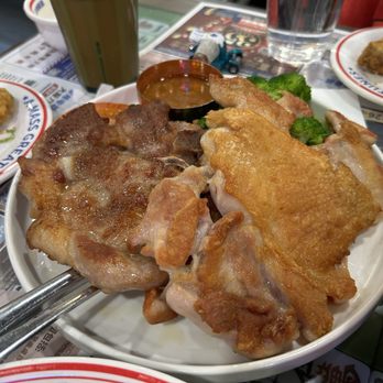 HK Macau Bistro - Combination of pork and chicken - Hong Kong Style Cafe Near Me - San Gabriel, California HK Macau Bistro - Combination of pork and chicken - Hong Kong Style Cafe Near Me - San Gabriel, California