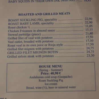 Botín - Menu #2 - Meats - Oct 2010 - Spanish Near Me - Madrid, M