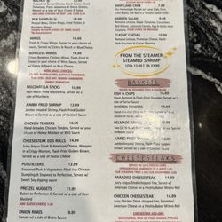 Paradise Pub - Menu