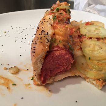 Devil Dawgs - South State - Jose Caliente Dawg-One Bite in...soooo damn good and spicy with cool cucumber and a hint of cilantro to cool down the "devil sauce!" - Hot Dogs Near Me - Chicago, Illinois Devil Dawgs - South State - Jose Caliente Dawg-One Bite in...soooo damn good and spicy with cool cucumber and a hint of cilantro to cool down the "devil sauce!" - Hot Dogs Near Me - Chicago, Illinois