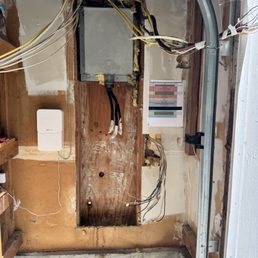 Old panel removed. Note wires on the right side