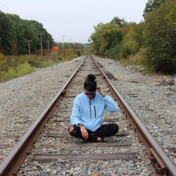Jewell Falls - My friend on the tracks at the entrance!
