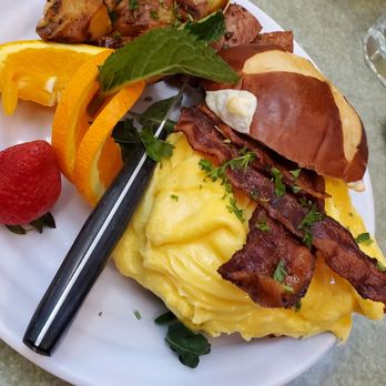 Wildflower Cafe - Pretzel bun breakfast sandwhich - Breakfast & Brunch Near Me - Clearwater, Florida