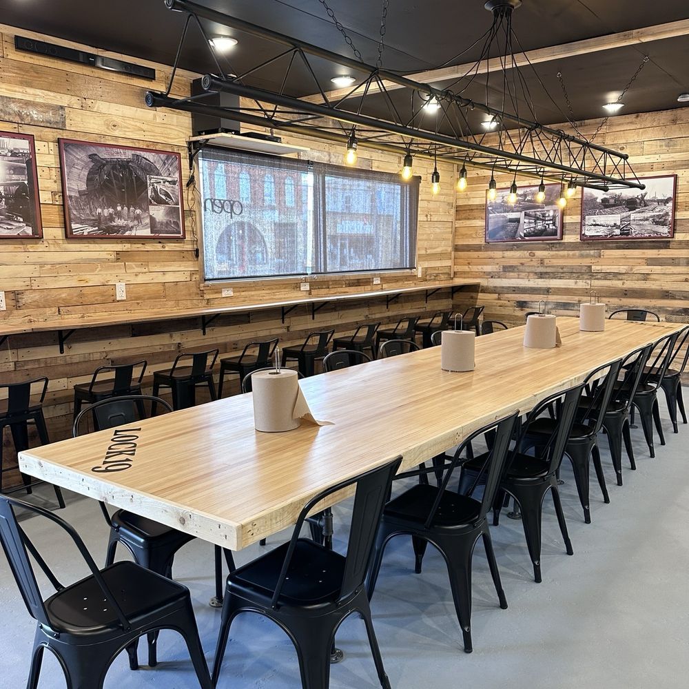 Lock 19 - A long family style dining table made from an actual bowling alley - Burgers Near Me - Nauvoo, Illinois Lock 19 - A long family style dining table made from an actual bowling alley - Burgers Near Me - Nauvoo, Illinois