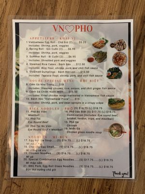 Menu photo 1 Vn Pho Bluffton, SC