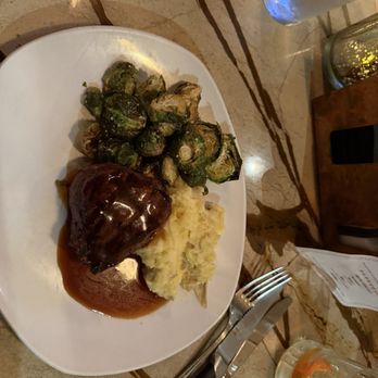 Grille on Main - Filet with whipped potatoes and brussels sprouts. - Seafood Near Me - Huntsville, Alabama