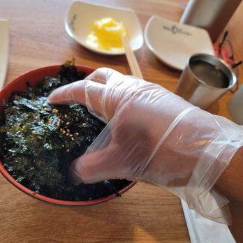 Yupdduk Irvine - 1/5) The rice ball (diy), a fascinating concept. They bring out a bowl full of rice topped with dried seaweed. - Korean Near Me - Irvine, California
